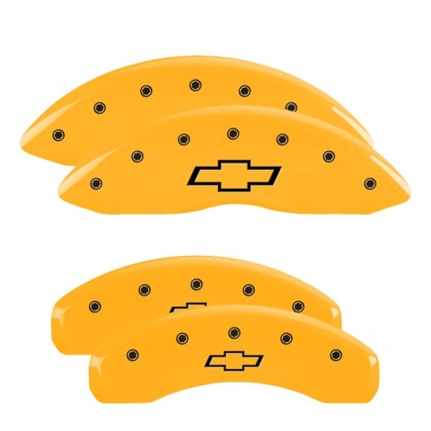 MGP 4 Caliper Covers Engraved Front & Rear Bowtie Yellow finish black ch thumbnail 4