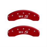 MGP 4 Caliper Covers Engraved Front Lincoln Engraved Rear MKS Red finish silver ch thumbnail 2