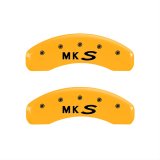 MGP 4 Caliper Covers Engraved Front Lincoln Engraved Rear MKS Yellow finish black ch thumbnail 2