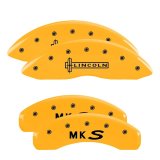 MGP 4 Caliper Covers Engraved Front Lincoln Engraved Rear MKS Yellow finish black ch thumbnail 3