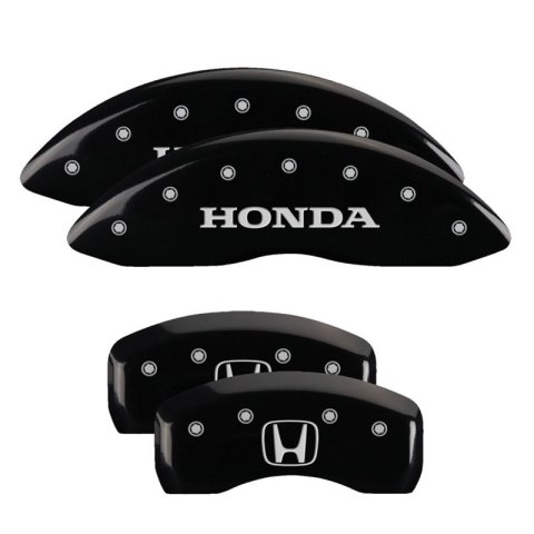 MGP 4 Caliper Covers Engraved Front Honda Engraved Rear H Logo Black finish silver ch thumbnail 3