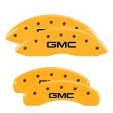 MGP 4 Caliper Covers Engraved Front & Rear GMC Yellow finish black ch thumbnail 3