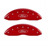 MGP 4 Caliper Covers Engraved Front & Rear Oval logo/Ford Red finish silver ch thumbnail 1