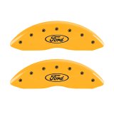 MGP 4 Caliper Covers Engraved Front & Rear Oval logo/Ford Yellow finish black ch thumbnail 6