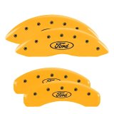 MGP 4 Caliper Covers Engraved Front & Rear Oval logo/Ford Yellow finish black ch thumbnail 7