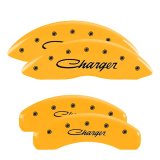 MGP 4 Caliper Covers Engraved Front & Rear Cursive/Charger Yellow finish black ch thumbnail 4