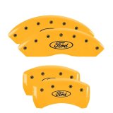 MGP 4 Caliper Covers Engraved Front & Rear Oval logo/Ford Yellow finish black ch thumbnail 3