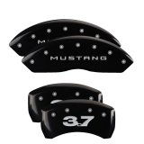 MGP 4 Caliper Covers Engraved Front Mustang Engraved Rear 37 Black finish silver ch thumbnail 1