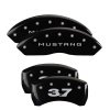 MGP 4 Caliper Covers Engraved Front Mustang Engraved Rear 37 Black finish silver ch thumbnail 5