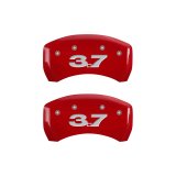 MGP 4 Caliper Covers Engraved Front Mustang Engraved Rear 37 Red finish silver ch thumbnail 6