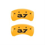 MGP 4 Caliper Covers Engraved Front Mustang Engraved Rear 37 Yellow finish black ch thumbnail 2