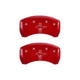 MGP 4 Caliper Covers Engraved Front Mustang Engraved Rear Bar & Pony Red finish silver ch thumbnail 7