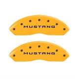 MGP 4 Caliper Covers Engraved Front Mustang Engraved Rear Bar & Pony Yellow finish black ch thumbnail 1