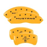 MGP 4 Caliper Covers Engraved Front Mustang Engraved Rear Bar & Pony Yellow finish black ch thumbnail 3