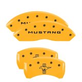 MGP 4 Caliper Covers Engraved Front Mustang Engraved Rear Bar & Pony Yellow finish black ch thumbnail 4