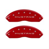 MGP 4 Caliper Covers Engraved Front Mustang Engraved Rear 50 Red finish silver ch thumbnail 1