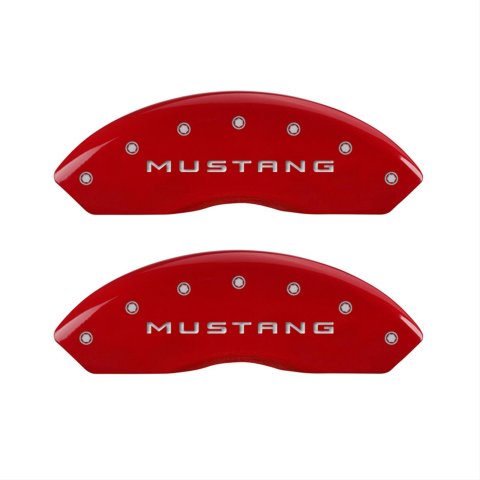 MGP 4 Caliper Covers Engraved Front Mustang Engraved Rear 50 Red finish silver ch