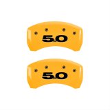 MGP 4 Caliper Covers Engraved Front Mustang Engraved Rear 50 Yellow finish black ch thumbnail 2