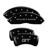 MGP 4 Caliper Covers Engraved Front Mustang Engraved Rear GT Black finish silver ch thumbnail 2