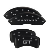 MGP 4 Caliper Covers Engraved Front Mustang Engraved Rear GT Black finish silver ch thumbnail 4