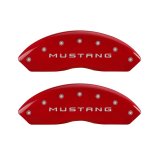 MGP 4 Caliper Covers Engraved Front Mustang Engraved Rear GT Red finish silver ch thumbnail 1