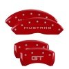 MGP 4 Caliper Covers Engraved Front Mustang Engraved Rear GT Red finish silver ch thumbnail 5