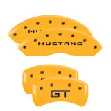 MGP 4 Caliper Covers Engraved Front Mustang Engraved Rear GT Yellow finish black ch thumbnail 2