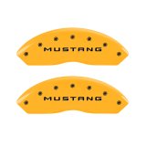 MGP 4 Caliper Covers Engraved Front Mustang Engraved Rear GT Yellow finish black ch thumbnail 3