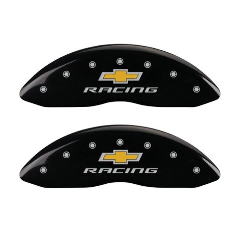 MGP 4 Caliper Covers Engraved Front & Rear Chevy racing Black finish silver ch thumbnail 3