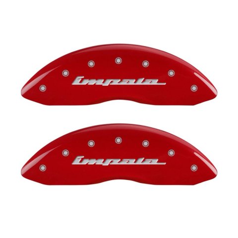 MGP 4 Caliper Covers Engraved Front & Rear Impala Red finish silver ch thumbnail 4
