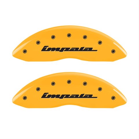MGP 4 Caliper Covers Engraved Front & Rear Impala Yellow finish black ch