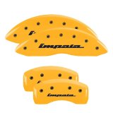 MGP 4 Caliper Covers Engraved Front & Rear Impala Yellow finish black ch thumbnail 3