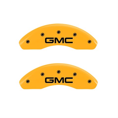 MGP 4 Caliper Covers Engraved Front & Rear GMC Yellow finish black ch thumbnail 1