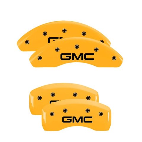 MGP 4 Caliper Covers Engraved Front & Rear GMC Yellow finish black ch thumbnail 3