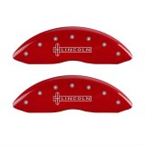 MGP 4 Caliper Covers Engraved Front Lincoln Engraved Rear Star logo Red finish silver ch thumbnail 1