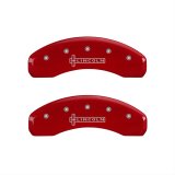 MGP 4 Caliper Covers Engraved Front & Rear Lincoln Red finish silver ch thumbnail 2