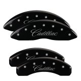 MGP 4 Caliper Covers Engraved Front & Rear Cursive/Cadillac Black finish silver ch thumbnail 1