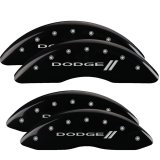 MGP 4 Caliper Covers Engraved Front & Rear With stripes/Dodge Black finish silver ch thumbnail 3