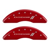 MGP 4 Caliper Covers Engraved Front & Rear With stripes/Dodge Red finish silver ch thumbnail 2