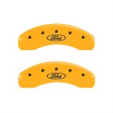 MGP 4 Caliper Covers Engraved Front & Rear Oval logo/Ford Yellow finish black ch thumbnail 2