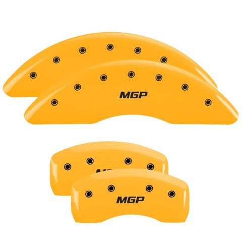 MGP 4 Caliper Covers Engraved Front & Rear MGP Yellow finish black ch thumbnail 1