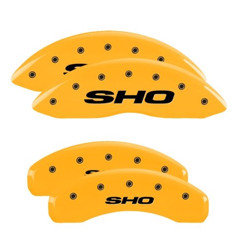 MGP 4 Caliper Covers Engraved Front & Rear SHO Yellow finish black ch thumbnail 6