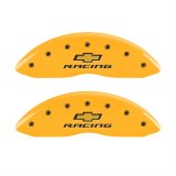 MGP 4 Caliper Covers Engraved Front & Rear Chevy racing Yellow finish black ch thumbnail 2