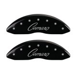MGP 4 Caliper Covers Engraved Front & Rear Cursive/Camaro Black finish silver ch thumbnail 1