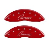 MGP 4 Caliper Covers Engraved Front & Rear Cursive/Camaro Red finish silver ch thumbnail 1