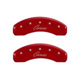 MGP 4 Caliper Covers Engraved Front & Rear Cursive/Camaro Red finish silver ch thumbnail 6