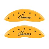 MGP 4 Caliper Covers Engraved Front & Rear Cursive/Camaro Yellow finish black ch thumbnail 4