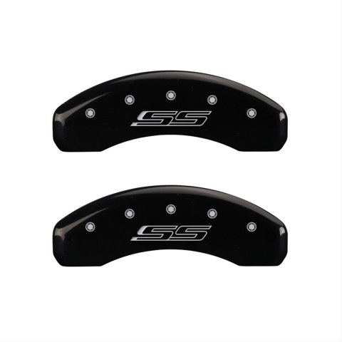 MGP 4 Caliper Covers Engraved Front Gen 5/Camaro Engraved Rear Gen 5/SS Black finish silver ch thumbnail 2