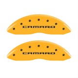 MGP 4 Caliper Covers Engraved Front Gen 5/Camaro Engraved Rear Gen 5/SS Yellow finish black ch thumbnail 1