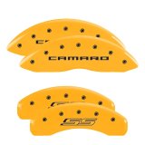 MGP 4 Caliper Covers Engraved Front Gen 5/Camaro Engraved Rear Gen 5/SS Yellow finish black ch thumbnail 4